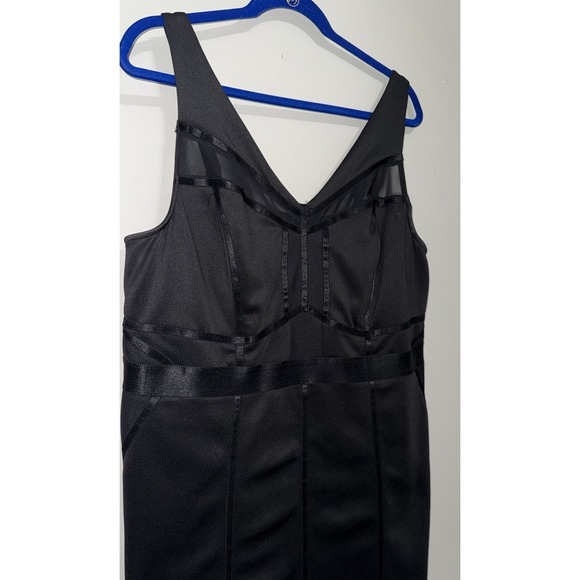 Torrid Black Midi Bodycon Dress Size 2 Scuba Mesh V Neck Stretch Party Dress - Picture 4 of 12